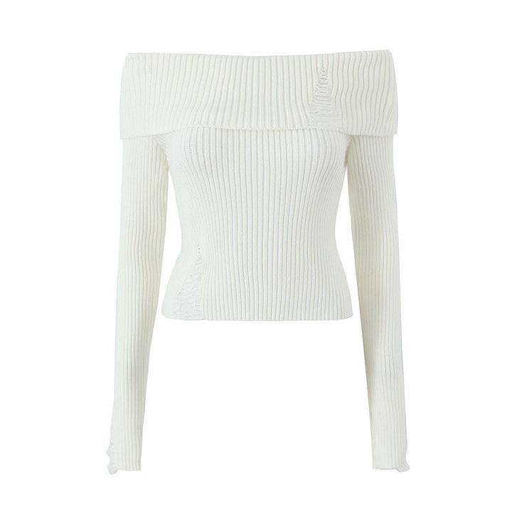 Levoire | Top Court Off-Shoulder Slim Fit En Maille Ribbed Pour Femmes Blanc