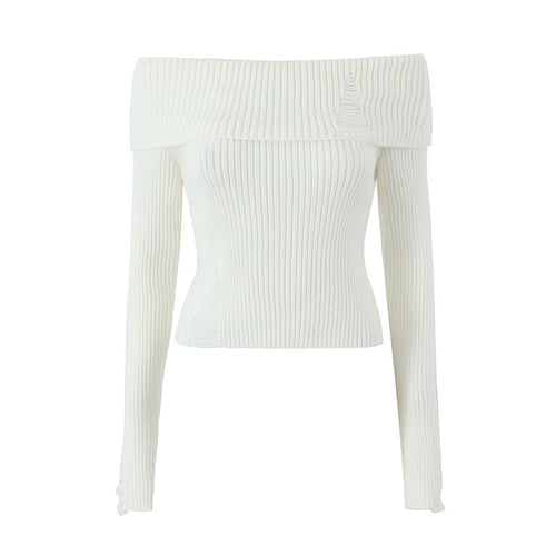 Levoire | Top Court Off-Shoulder Slim Fit En Maille Ribbed Pour Femmes