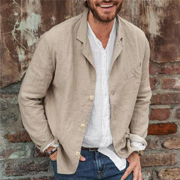 Levoire | Rento Manches Longues Lâche Veste Boutonnée Beige