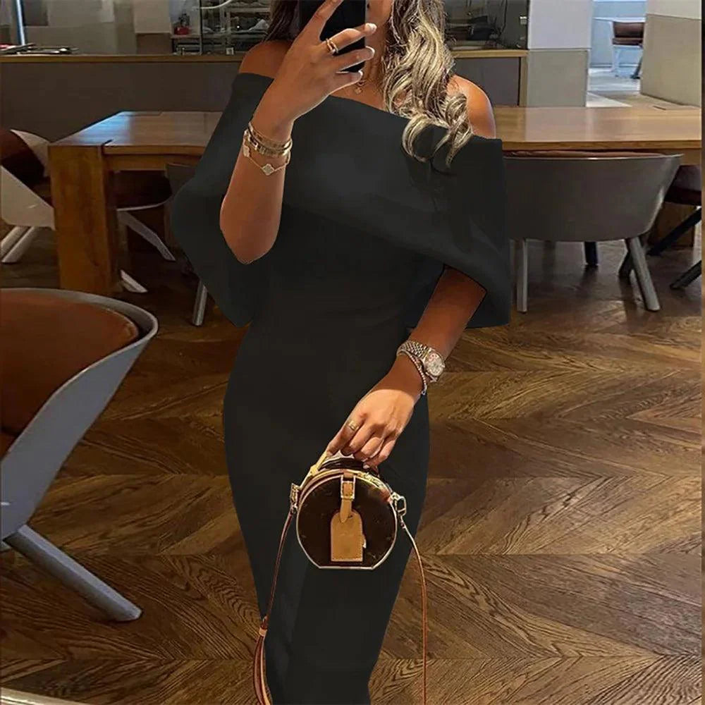 Levoire | Robe Bodycon À Épaule Dénudée Avec Découpe Noir
