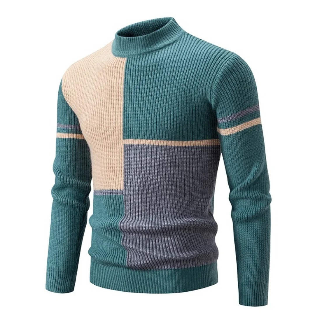 Levoire | Pull À Col Roulé Premium Pour Hommes Vert Bleu