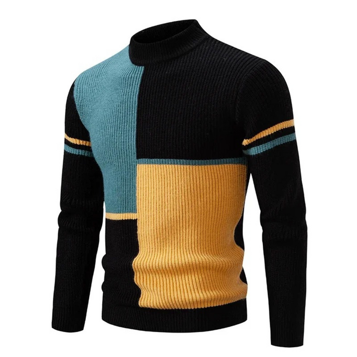 Levoire | Pull Pour Hommes Premium En Tricot Fin Noir Jaune