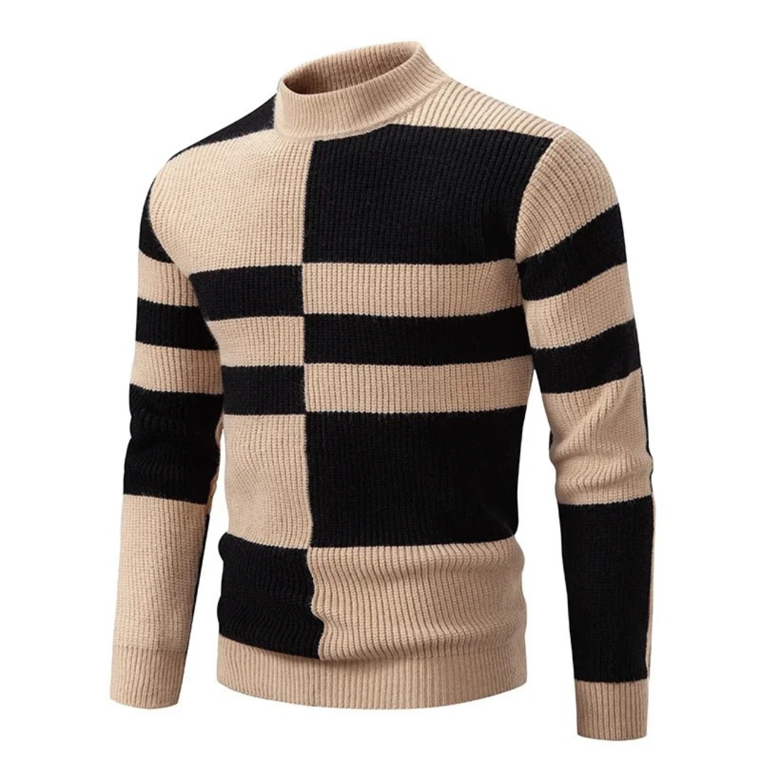 Levoire | Pull À Col Roulé Premium Pour Hommes Beige Noir