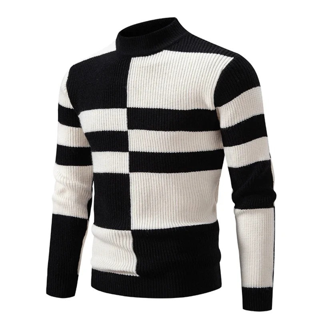 Levoire | Pull À Col Roulé Premium Pour Hommes Noir Blanc