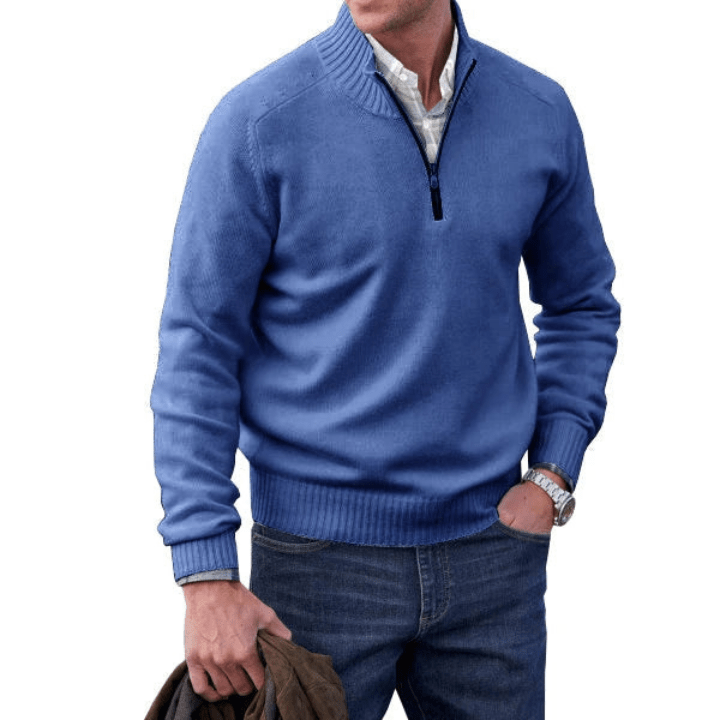 Levoire | Pull Cachemire Zippé Homme Bleu