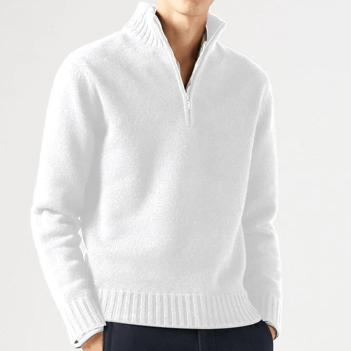 Levoire | Pull Cachemire Zippé Homme Blanc