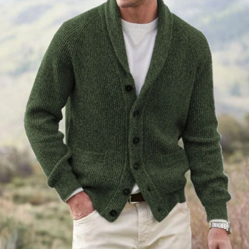 Levoire | Gilet En Laine De Vendange Avec Décolleté En V Pour Hommes Vert olive