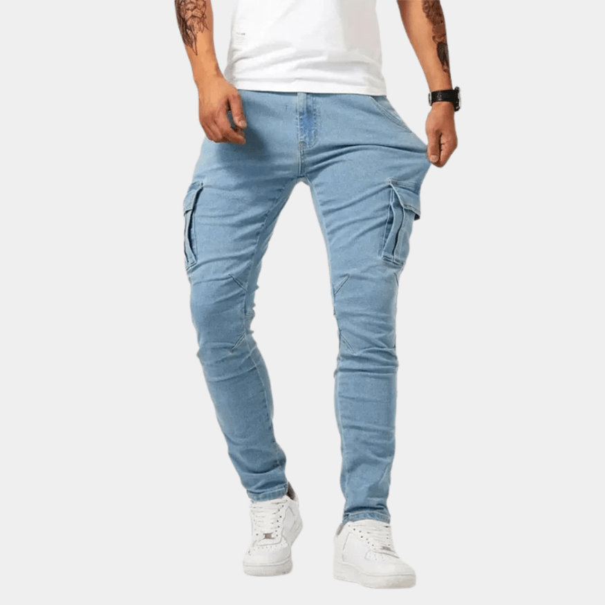 Levoire | Pantalon Cargo Stretch Jean Homme Bleu