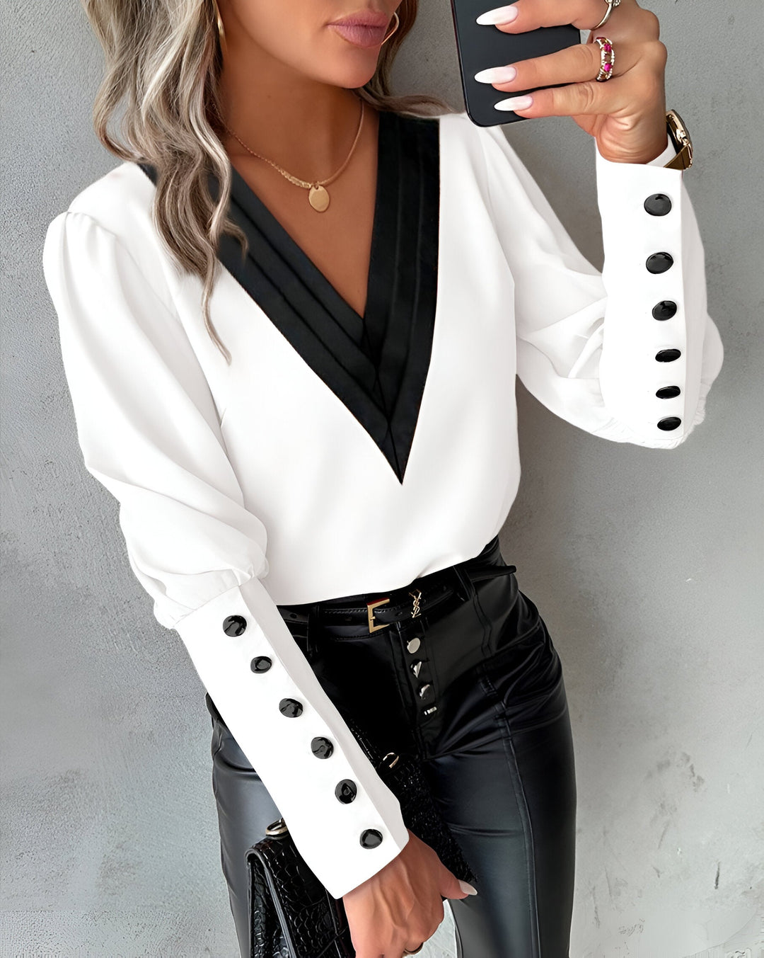 Levoire | Pull V À Encolure Et Bloc De Couleur Blanc