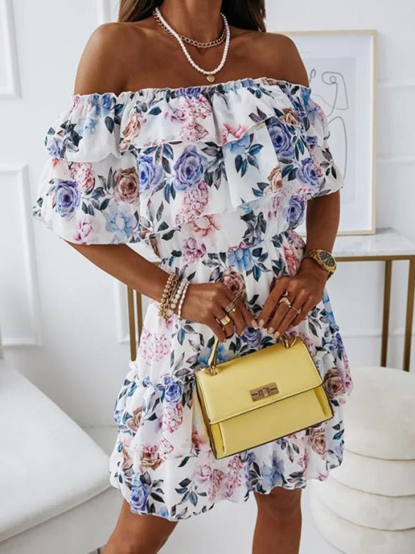 Levoire | Robe chiffon à imprimé à encolure one-neck