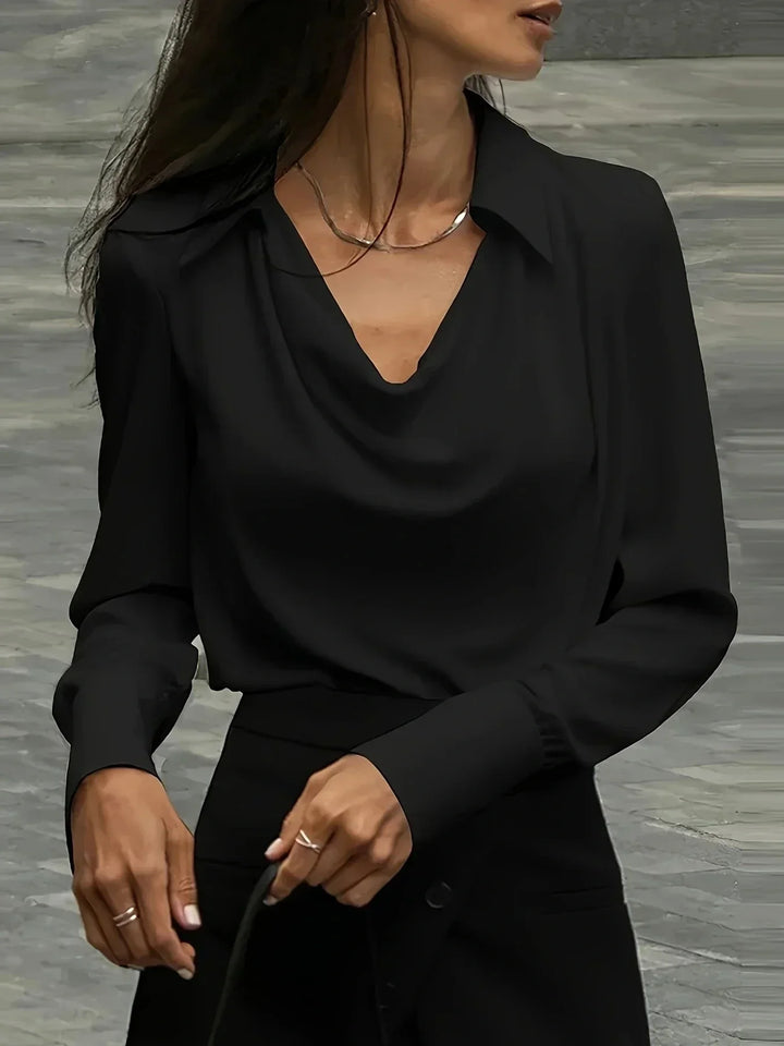 Levoire | Chemise Ouverte Élégante À Col Classique, Coupe Régulière Noir