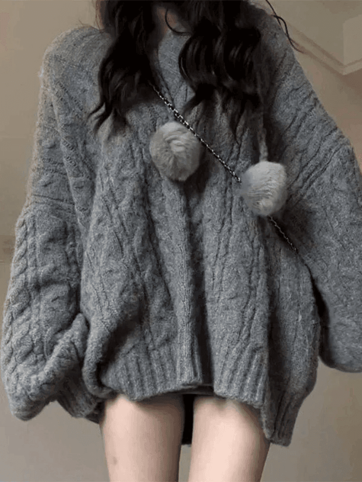 Levoire | Grande Taille Encolure Dégagée Pull En Tricot Gris Gris Taille unique