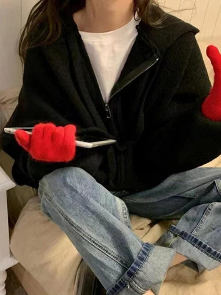 Levoire | Taille Plus Sweat À Capuche Zippé Noir UNE TAILLE