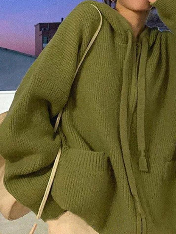 Levoire | Taille Plus Sweat À Capuche Zippé Vert UNE TAILLE