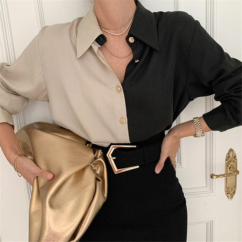 Levoire | Robe Chemise Classique - Une Robe Chemise Élégante Et Stylée Beige Noir