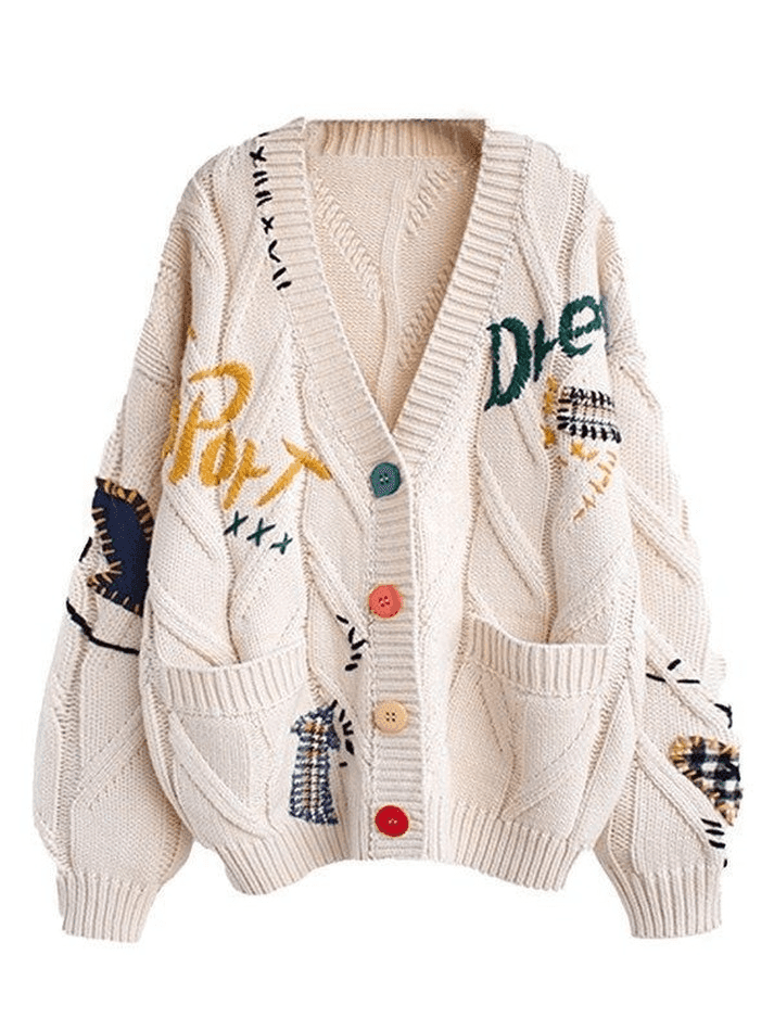 Levoire | Gilet En Tricot Surdimensionné Brodé Beige Taille unique