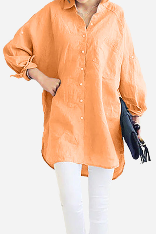 Levoire | Chemise en lin grande taille Fuzz de persimmon
