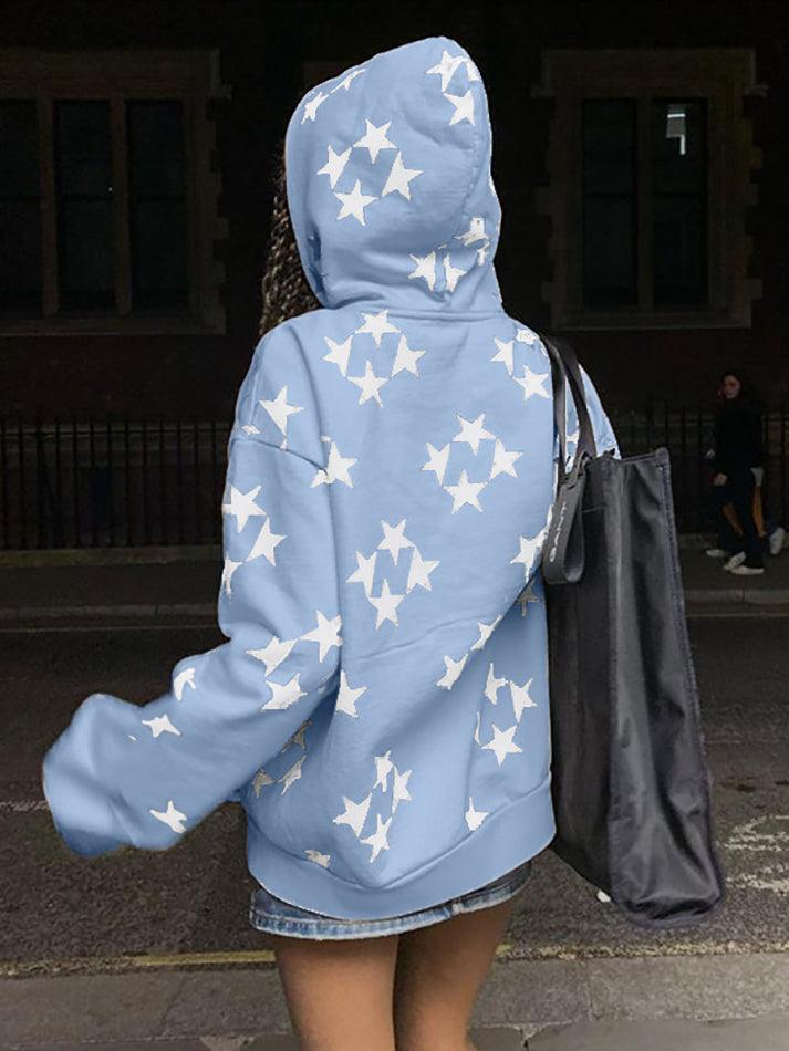 Levoire | Grandes Tailles Imprimé Étoile Fermeture Éclair Sweat À Capuche