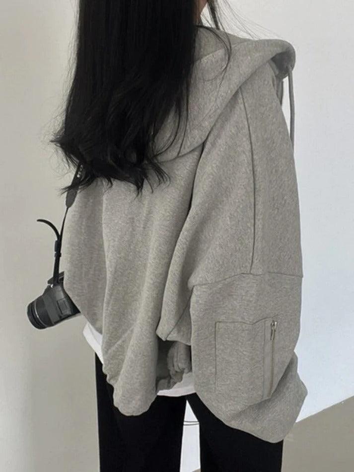 Levoire | Grande Taille Zipup Sweat À Capuche Gris