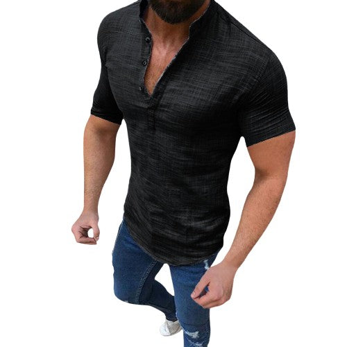 Levoire | Chemise En Lin Élégant Avec Décolleté En V Noir