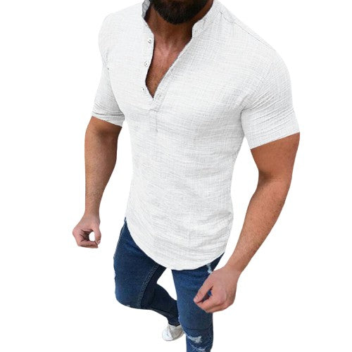 Levoire | Chemise En Lin Élégant Avec Décolleté En V Blanc