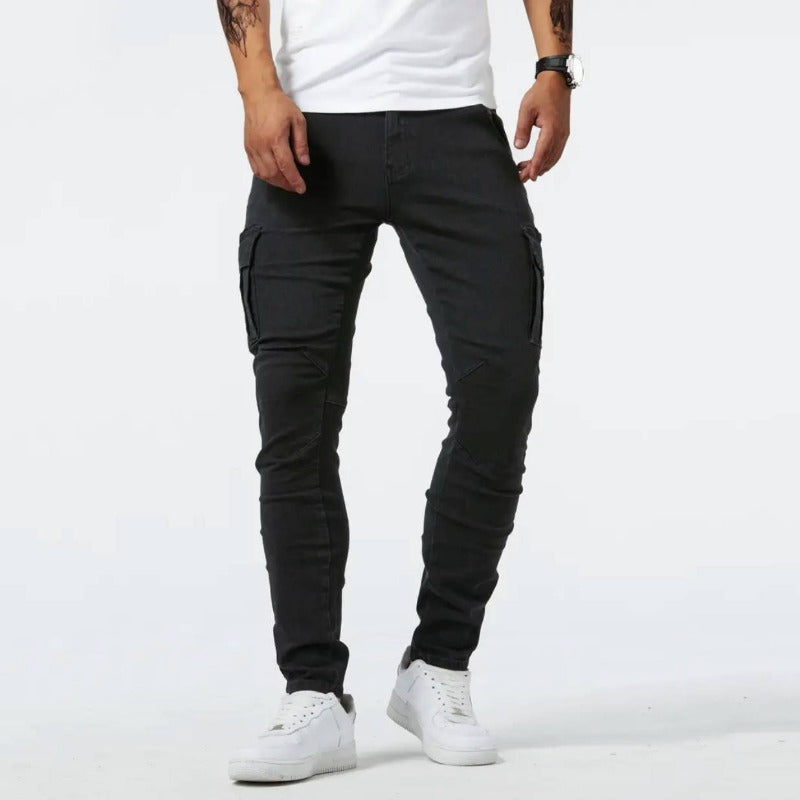 Levoire | Pantalon Cargo Pour Hommes Pantalon Stretch Élégant Avec Poches Pratiques Noir