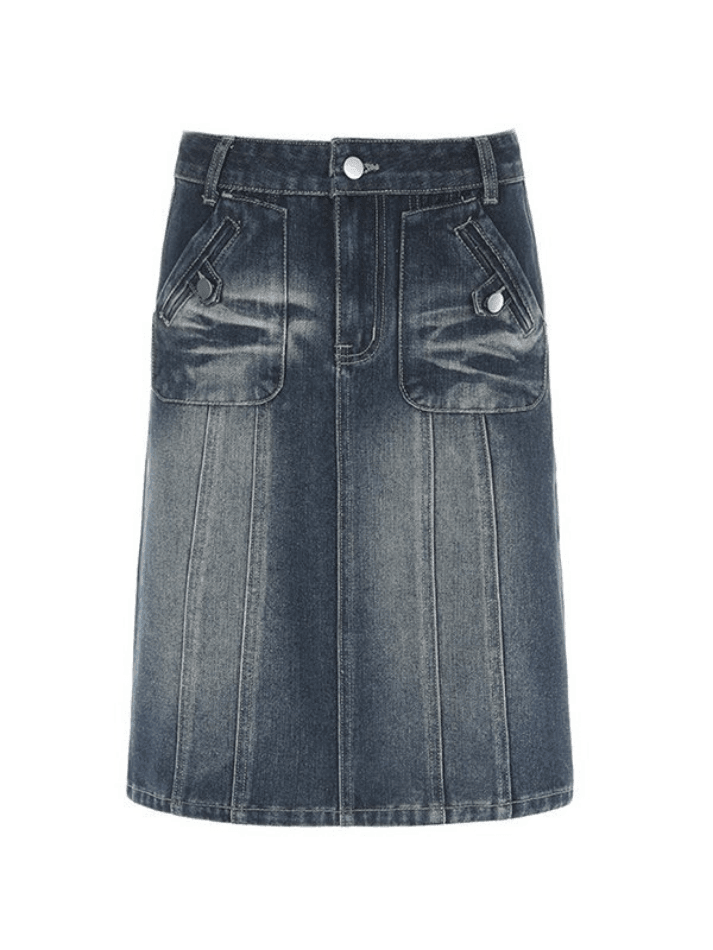 Levoire | Jupe Midi En Denim Cargo Panneau