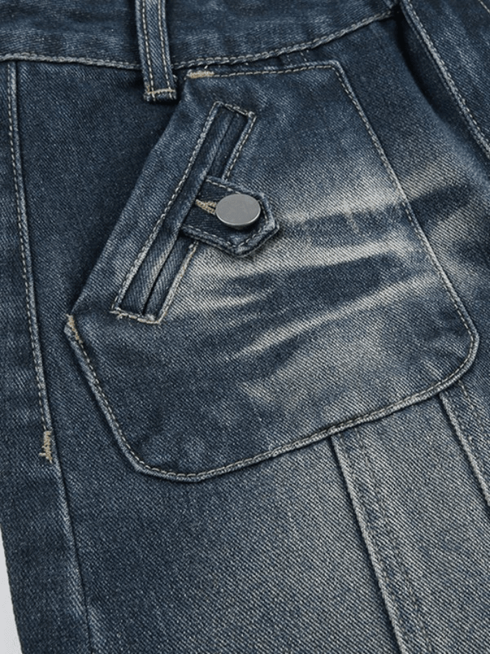 Levoire | Jupe Midi En Denim Cargo Panneau