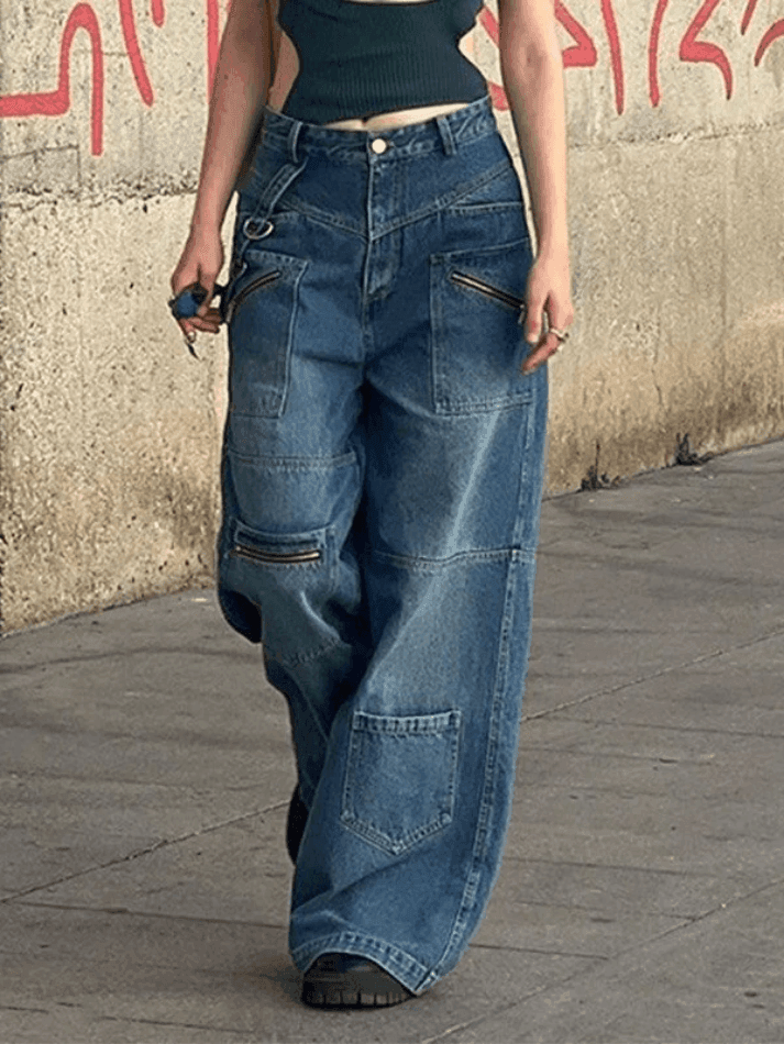 Levoire | Jean Cargo Baggy Patchwork Bleu Bleu