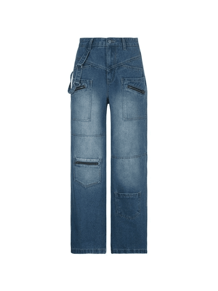 Levoire | Jean Cargo Baggy Patchwork Bleu