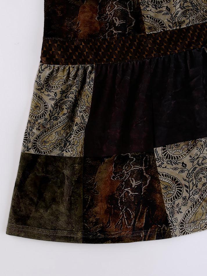 Levoire | Jupe Midi En Velours Imprimé Patchwork