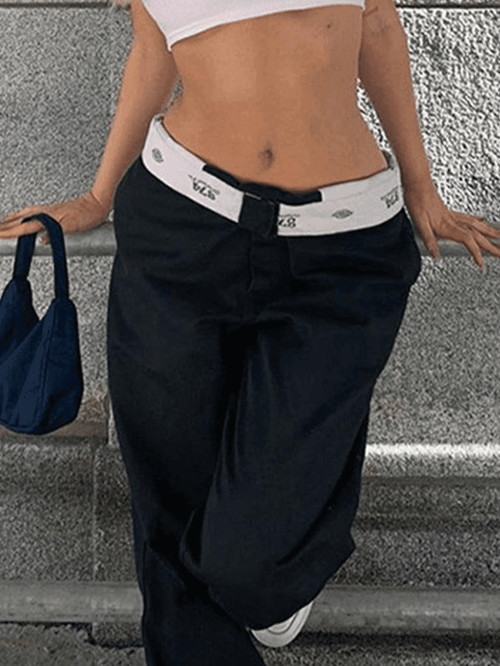 Levoire | Pantalon Droit Taille Cintrée Patchwork