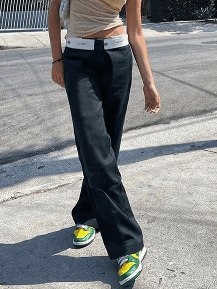Levoire | Pantalon Droit Taille Cintrée Patchwork