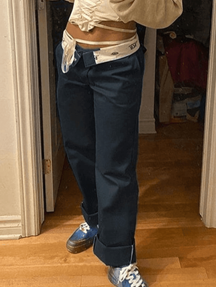 Levoire | Pantalon Droit Taille Cintrée Patchwork