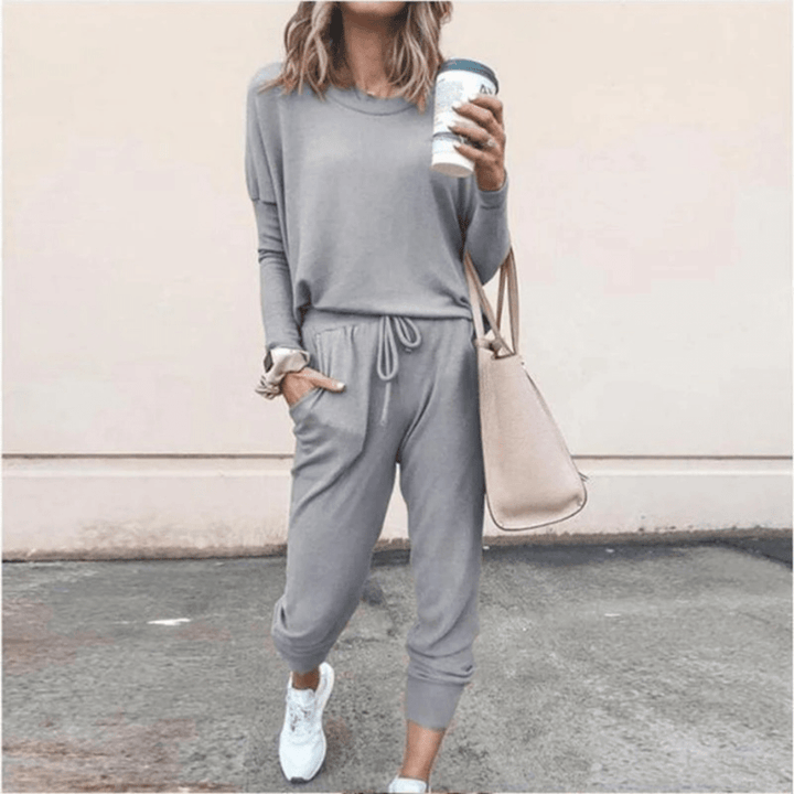 Levoire | Large et Confort Femme Ensemble de Sport Gris clair