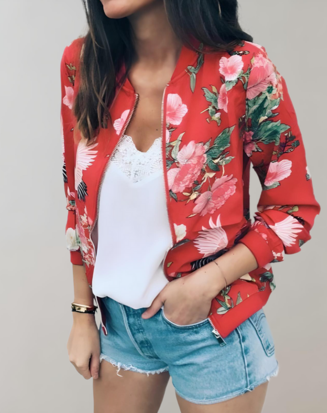 Levoire | Veste Bomber Avec Motif Floral Pour Femmes Rot