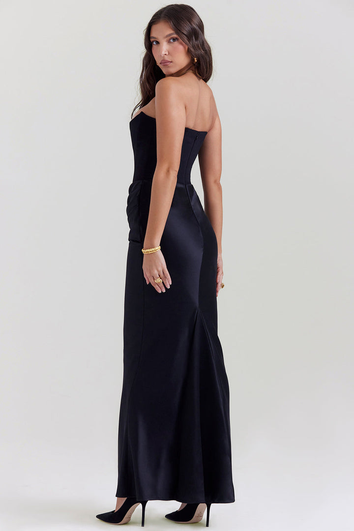 Levoire | Robe Maxi Corset Sans Épaules En Satin Pour Femmes