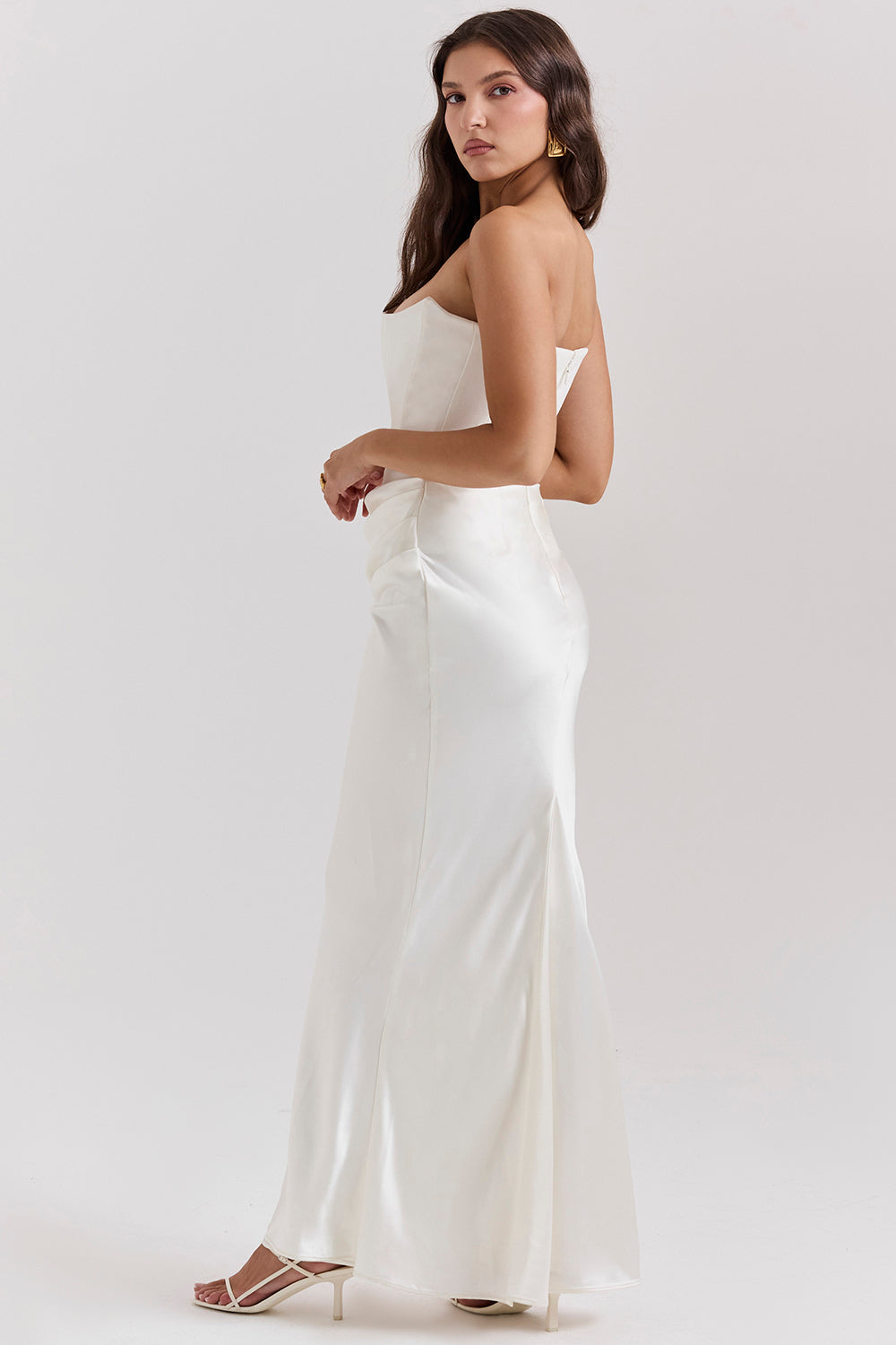 Levoire | Robe Maxi Corset Sans Épaules En Satin Pour Femmes
