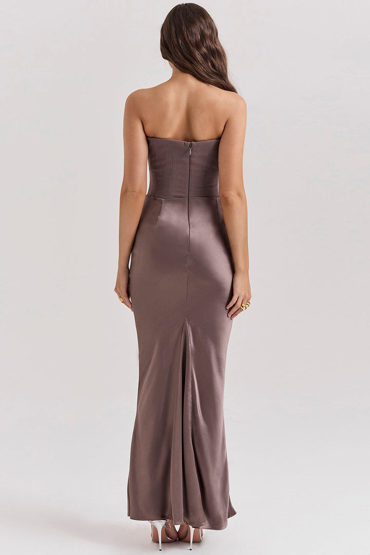 Levoire | Robe Maxi Corset Sans Épaules En Satin Pour Femmes