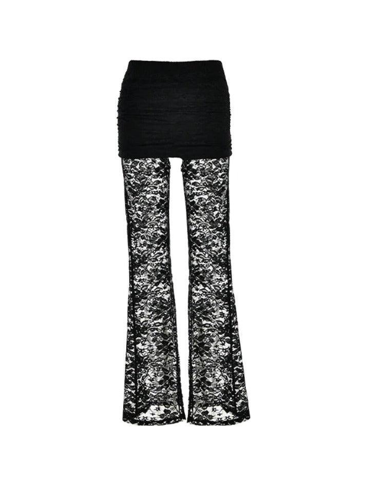 Levoire | Perspective Dentelle Inserts Taille Haute Pantalon Évasé