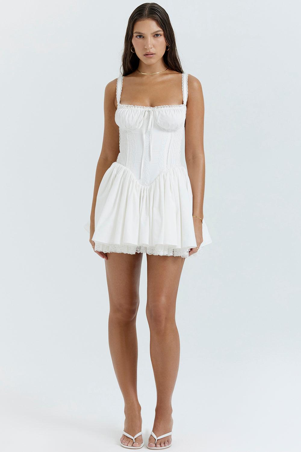 Levoire | Robe Élégante Corset Sans Épaule Blanc