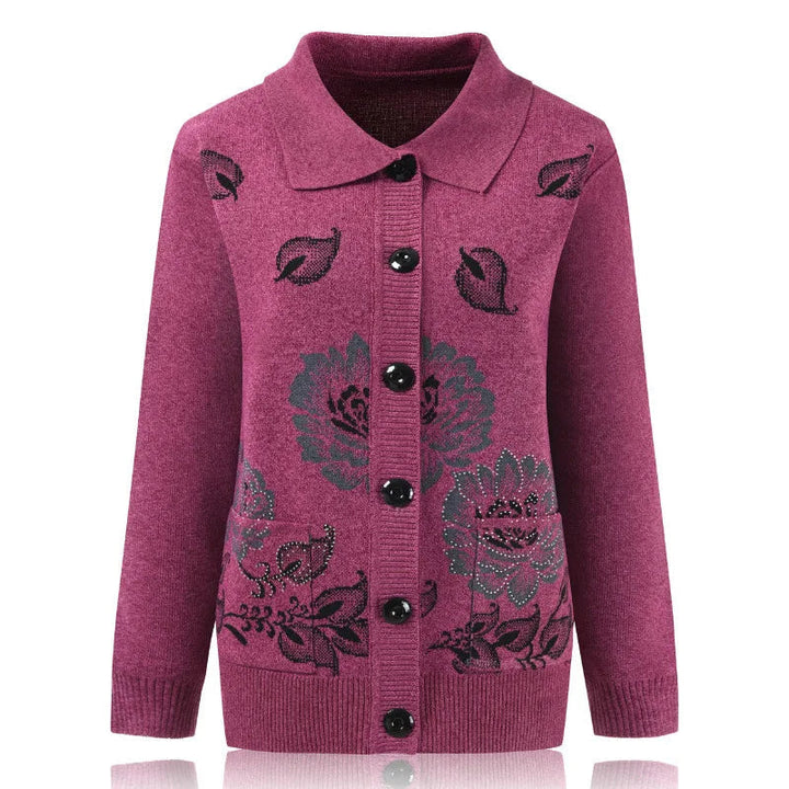 Levoire | Veste En Tricot Élégante Avec Broderie De Fleurs Rosa Une taille