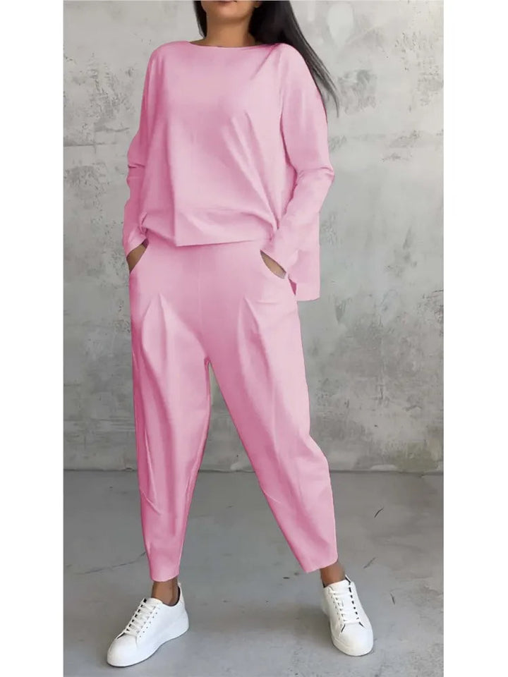 Levoire | Ensemble Éléga Nt Deux Pièces Avec Haut À Manches Longues Et Pantalon Rosa