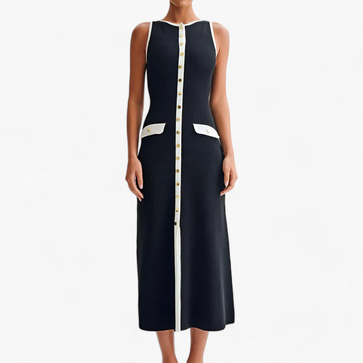 Levoire | Encolure ronde Robe maxi sans bretelles à bouton Noir