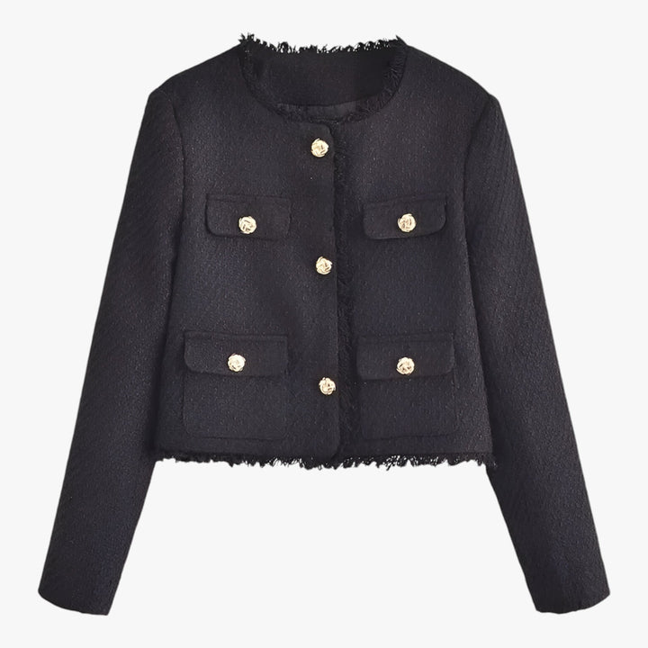 Levoire | Veste Tweed Courte Élégante Texturée Automne Noir