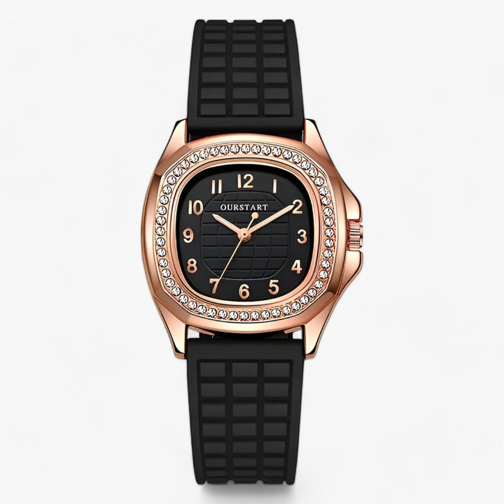 Levoire | Montre En Diamant Bracelet En Silicone Or Rose Noir