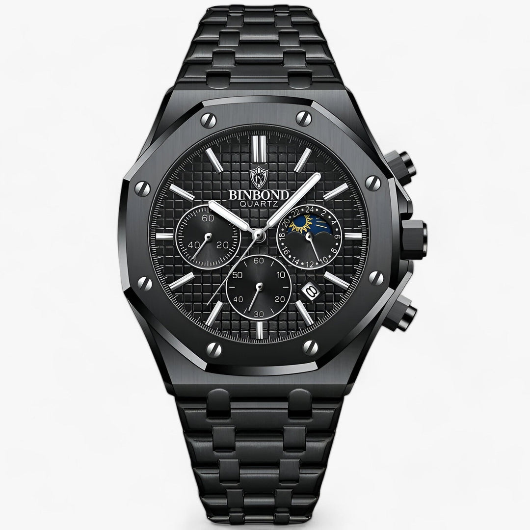 Levoire | Montre Ronde Durable En Acier Inoxydable Noir