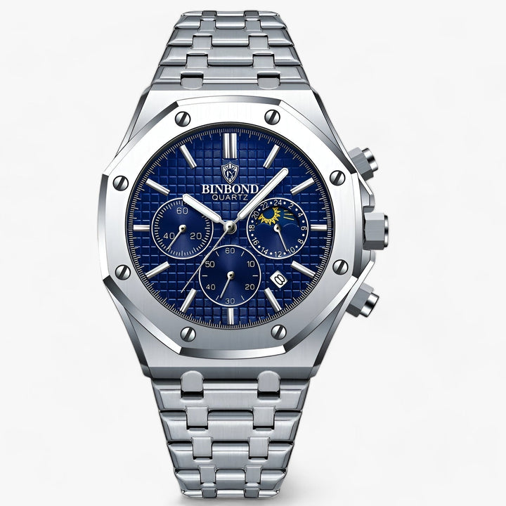 Levoire | Montre Ronde Durable En Acier Inoxydable Argent Bleu