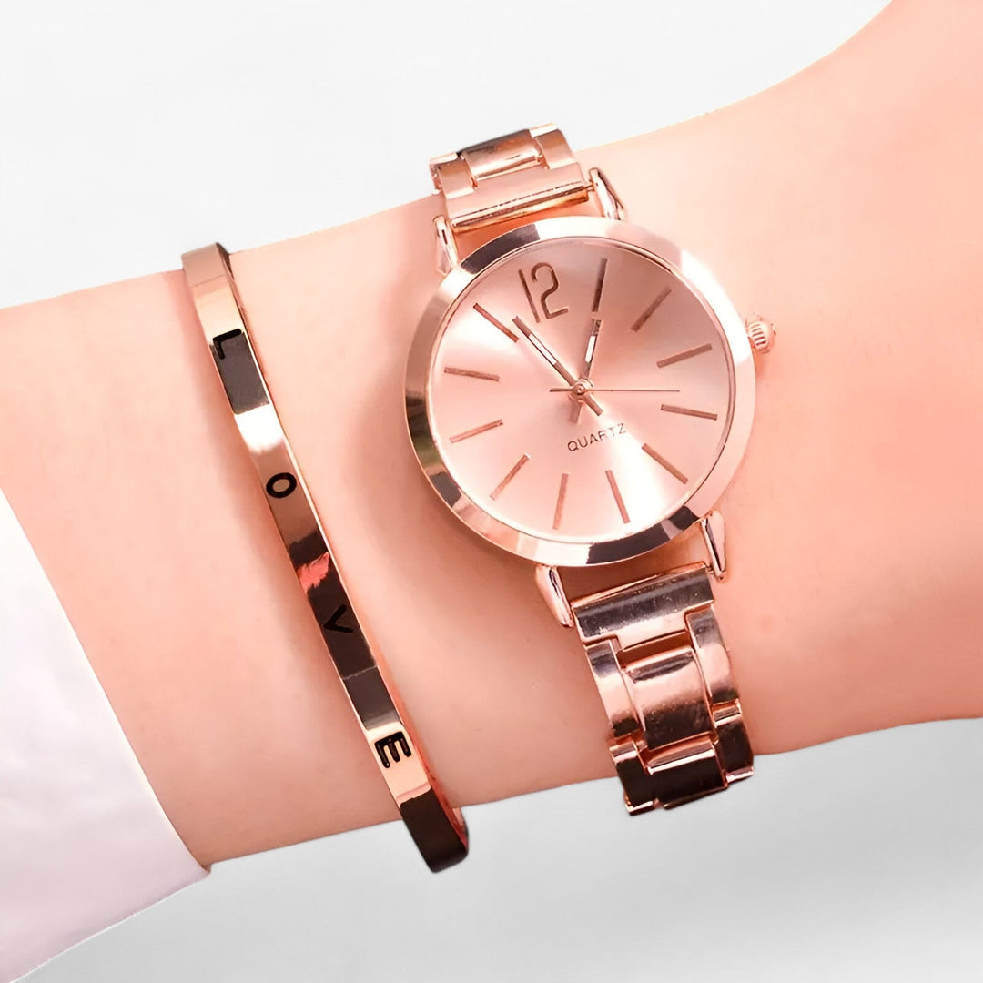 Levoire | Montre Ronde En Alliage Métallique, Y Compris Le Bracelet Ensemble en or rose