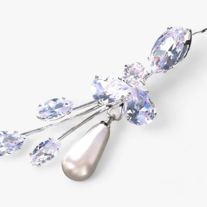 Levoire | Brautblatt Boucles D'Oreilles Avec Zircon Et Perles Artificielles